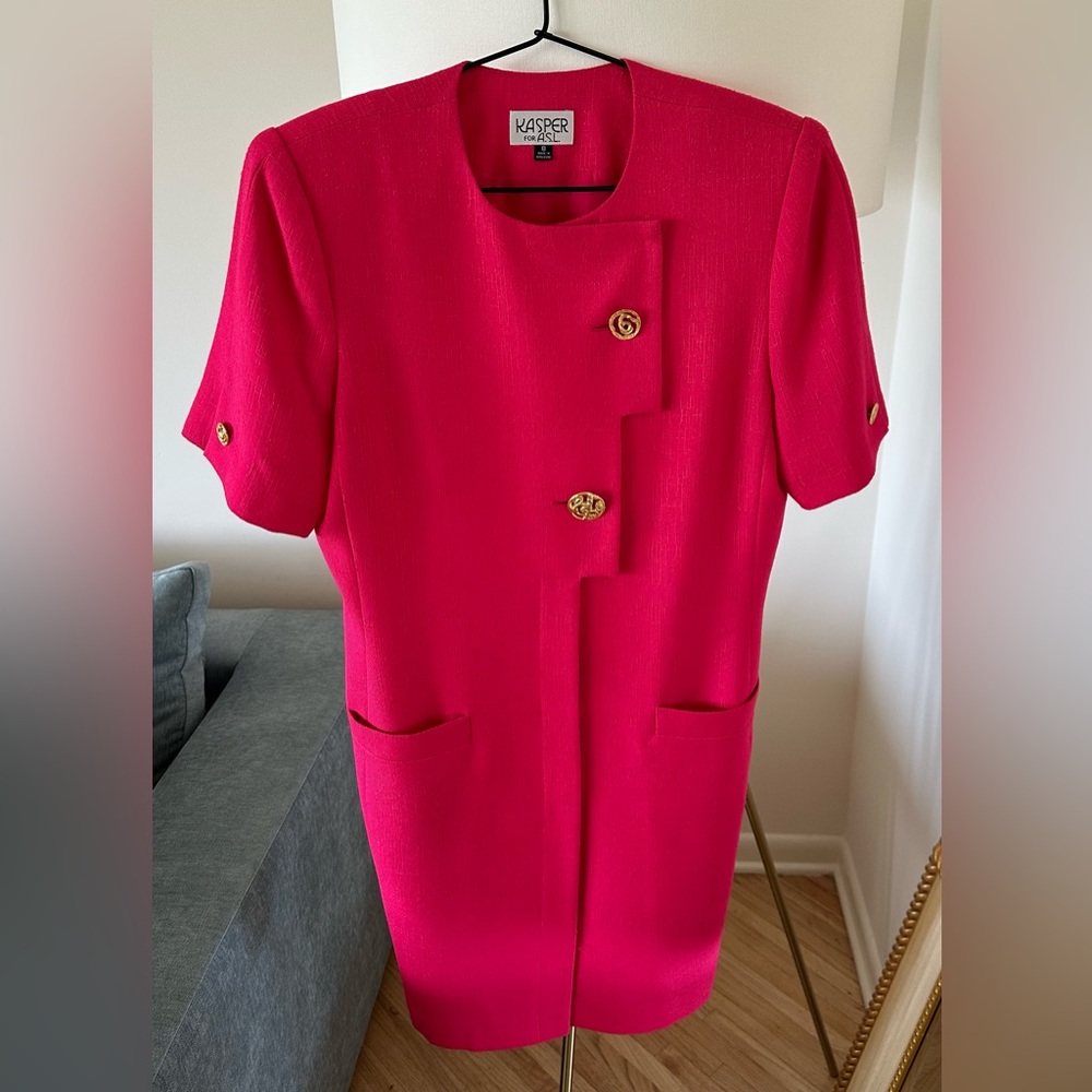 Kasper for A.S.L. Vintage Hot Pink Structured Dress